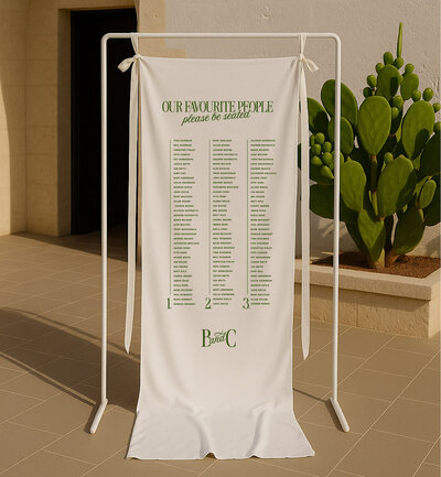 Country Club linen seating chart for your wedding printed by State of Elliott
