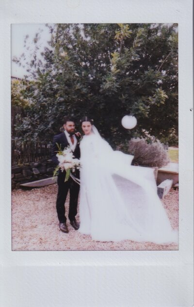 bridal portrait polaroid at melbourne wedding