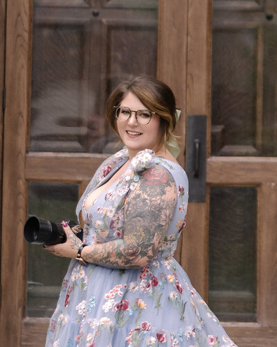 Michigan wedding photographer and videographer Autumn of Autumn & Hive at Aquinas college campus 