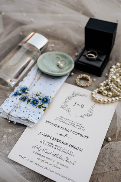 Wedding detail items.