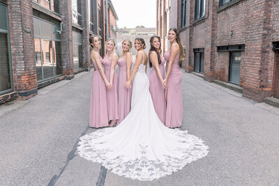 Bride with her bridesmaids