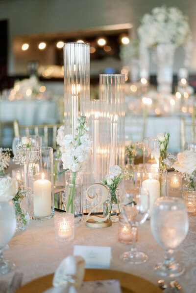 Crystal Centerpiece with White Flowers