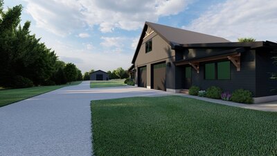 3D Render of a raise back porch with inground pool