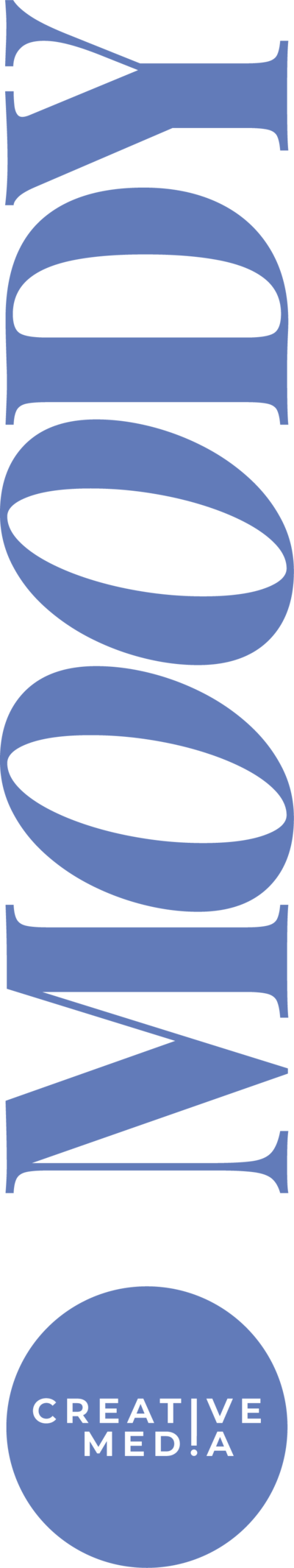 ALT: Moody Creative Media's exclamation mark brand mark in powder blue