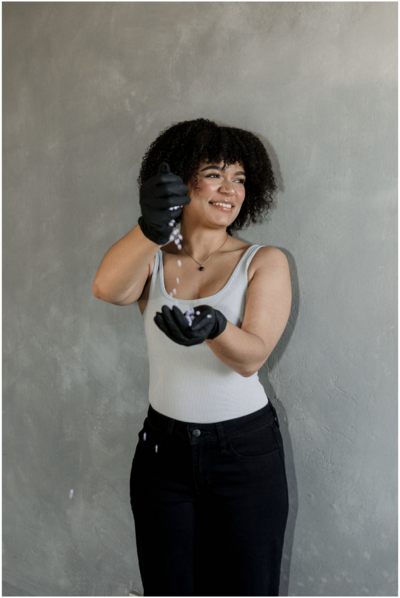 Professional esthetician photography for Starlight Esthetics, styled and directed by Her Higher Standard Design Studio in Phoenix to highlight a luxury wellness experience.