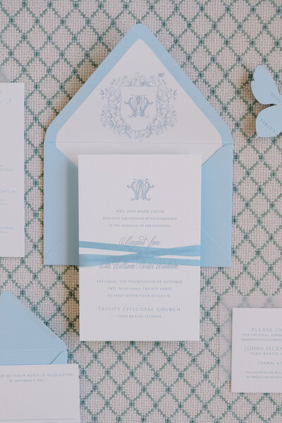 Gold ink custom calligraphy invitation and envelope for wedding