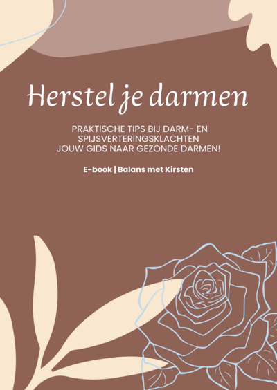 Heb jij last van (vage) darmklachten als een opgeblazen buik, maagzuurklachten, buikkrampen, constipatie, diaree of heb jij de diagnose PDS gekregen?   Dan is dit e-book vol praktische tips en duidelijk stappenplan écht iets voor jou!   Alle informatie die ik verzameld heb tijdens het helen van mijn eigen darmklachten en die van mijn klanten heb ik gebundeld in dit e-book. Ik leg in simpele taal uit hoe jouw darmklachten mogelijk zijn ontstaan en welke (vaak simpele) stappen je kunt zetten om deze klachten te verlichten of zelfs te laten verdwijnen.