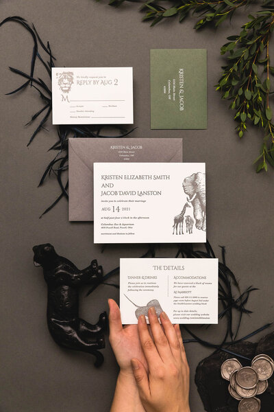 letterpress wedding invitation design ideas for zoo