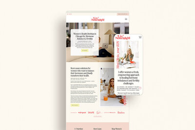 A screenshot of a custom website design for a fertility nutritionist
