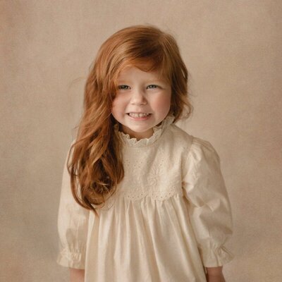 Studio portrait of girl captured through children’s portrait photography in Michigan

