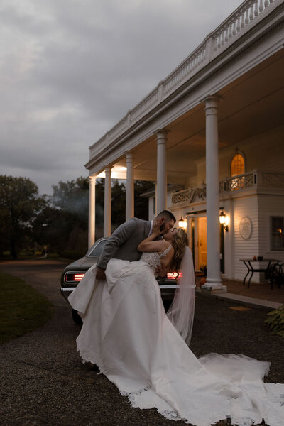 bride and groom vintage car wedding photos