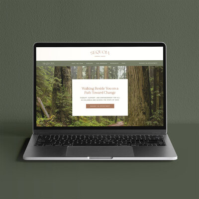Sequoia Therapy Group website home page mocked up on laptop