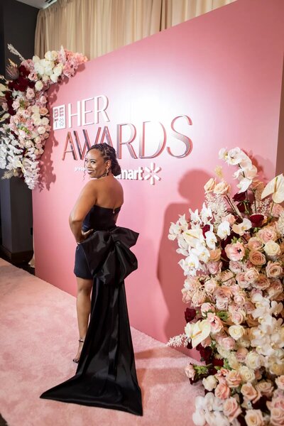 HER Awards fun pink carpet moment designed by Lemiga Events
