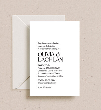 Wedding invitatin black and white, modern design