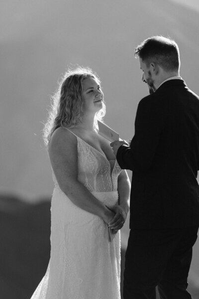 Bride & Groom exchanging vows on PNW elopement