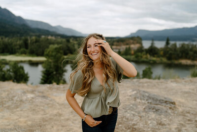 Senior portrait of girl in green