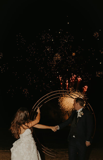 wedding couple watches fireworks in nashville