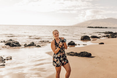Destination Wedding Videographer poses in Maui Hawaii