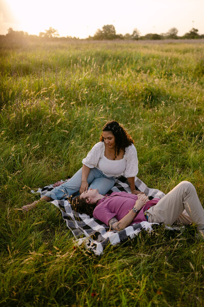 San Antonio Couples Photographer Couples in a grassy field at sunset