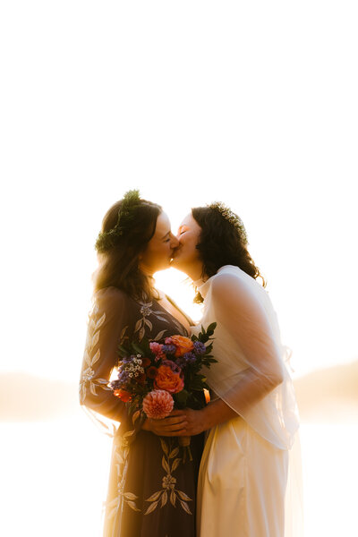 Two people eloping in the woods