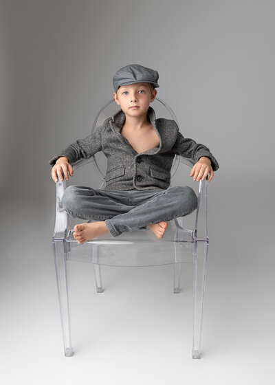 Klamath Falls Photographer, Boy portrait in ghost chair
