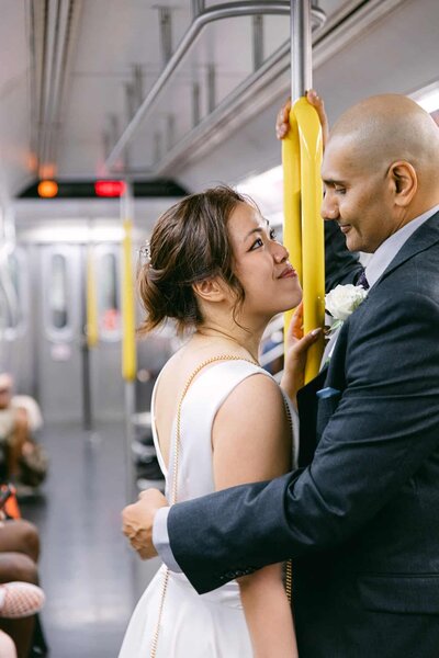 A couple  at their winter wedding at Round Hill Country Club in Greenwich, CT.