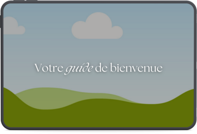 Tablette tactile avec un guide de bienvenue gratuit.