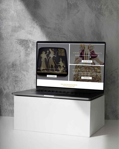 E-commerce website homepage showcasing Old Fangled GB’s vintage and inspired product categories