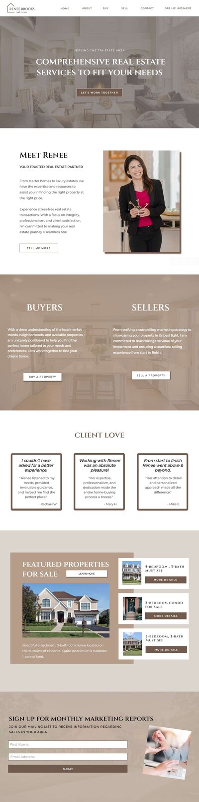 Ipad vertical website mockup of the Renee Brooks realtor site