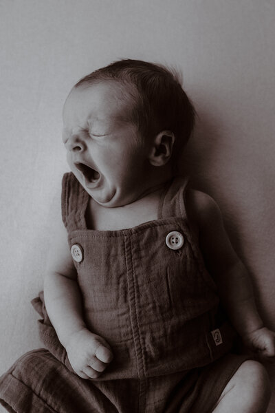 little baby boy during his full studio newborn session in Lincoln, NE