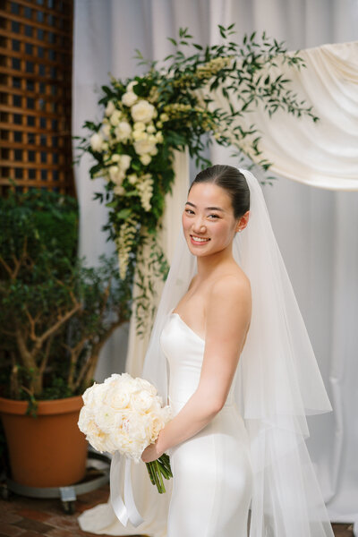 A stunning san francisco korean bride portraits in timeless makeup and hair styled by Yana Beauty Studio
