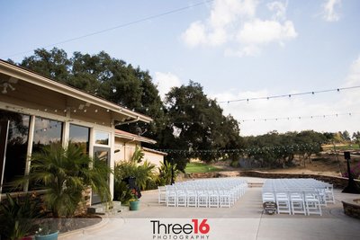 Outdoor wedding ceremony setup at the Boulder Oaks Golf Club in Escondido, CA