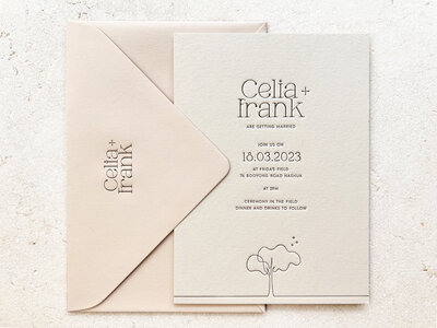 luxury designed and letterpress printed natural clean wedding invitation suite celia