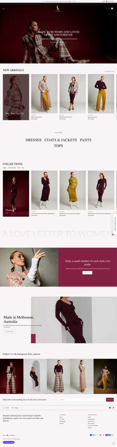 Website homepage mockup for a swimwear brand, featuring a model in a black swimsuit with the brand name 'Nude' and options to shop collections.