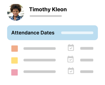 Attendance dates for daycare center.