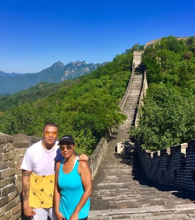 Patty Hutchison and her son Cedinthecity at the Great Wall of China
