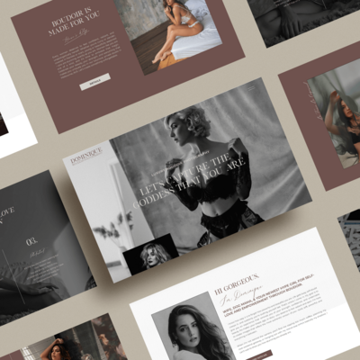 Luxury-style boudoir photography website template with an editorial feel