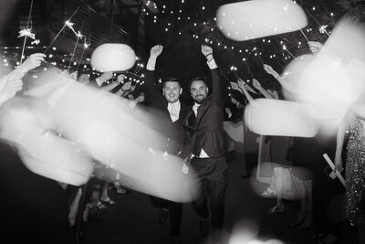 grooms queer wedding sparkler send off