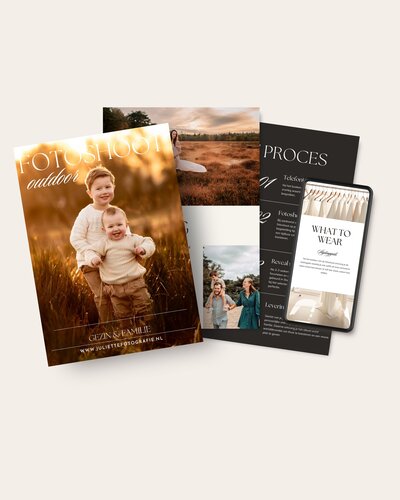 Exclusieve brochure voor outdoor fotoshoots bij Juliette Fotografie.