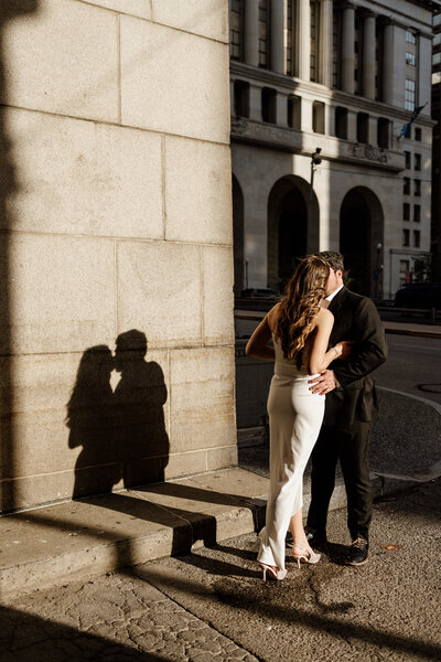 bride and groom kissing