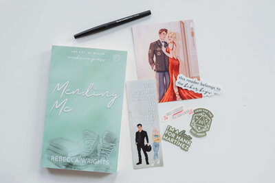Image showing Mending Me book, stickers, and art prints included in book purchase