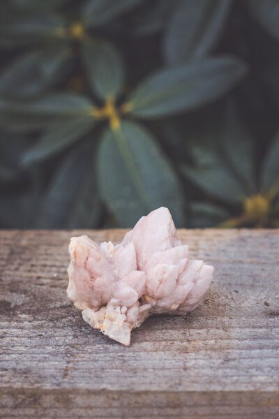 A pale pink Moroccan quartz crystal.