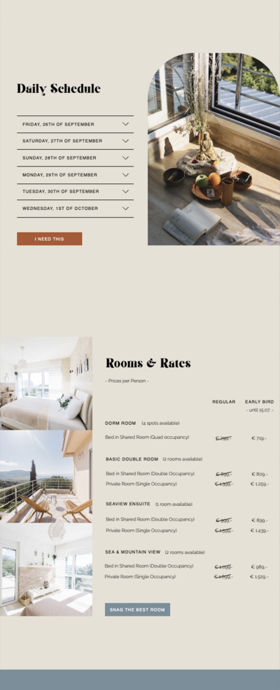 Soleya Retreats Homepage Screenshot