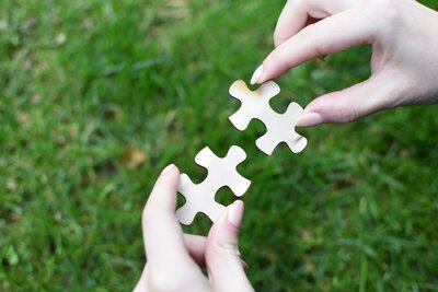 Puzzle Piece Image with Green Grass