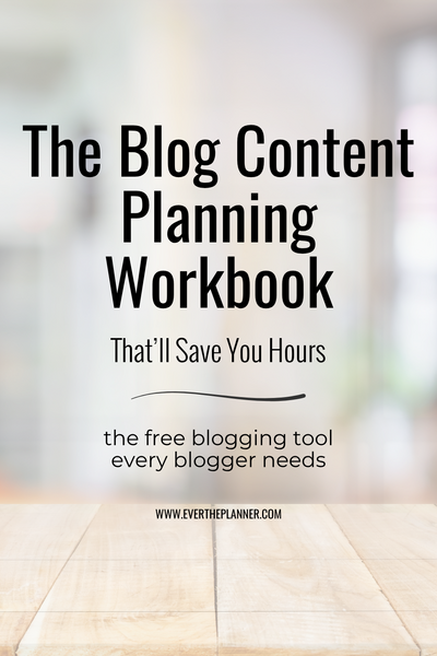 Cover image for the blog post titled The Blog Content Planning Workbook That’ll Save You Hours, displayed on a light blurred background with a wooden surface, featuring the subtitle "The free blogging tool every blogger needs."