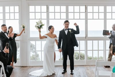 Bride and groom at Portsea Hotel