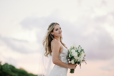 wedding pic girl holding flowers 