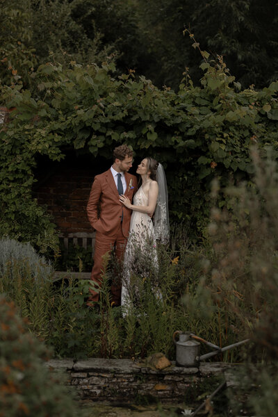 Editorial couple portrait at Cotswold wedding venue, The Wool Barn