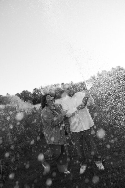 Bride and groom walk up memorial steps at their DC wedding