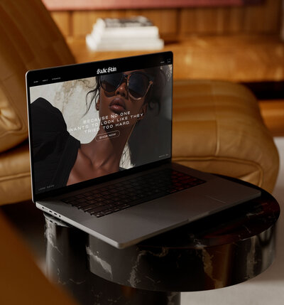 laptop displaying sadie skin website
